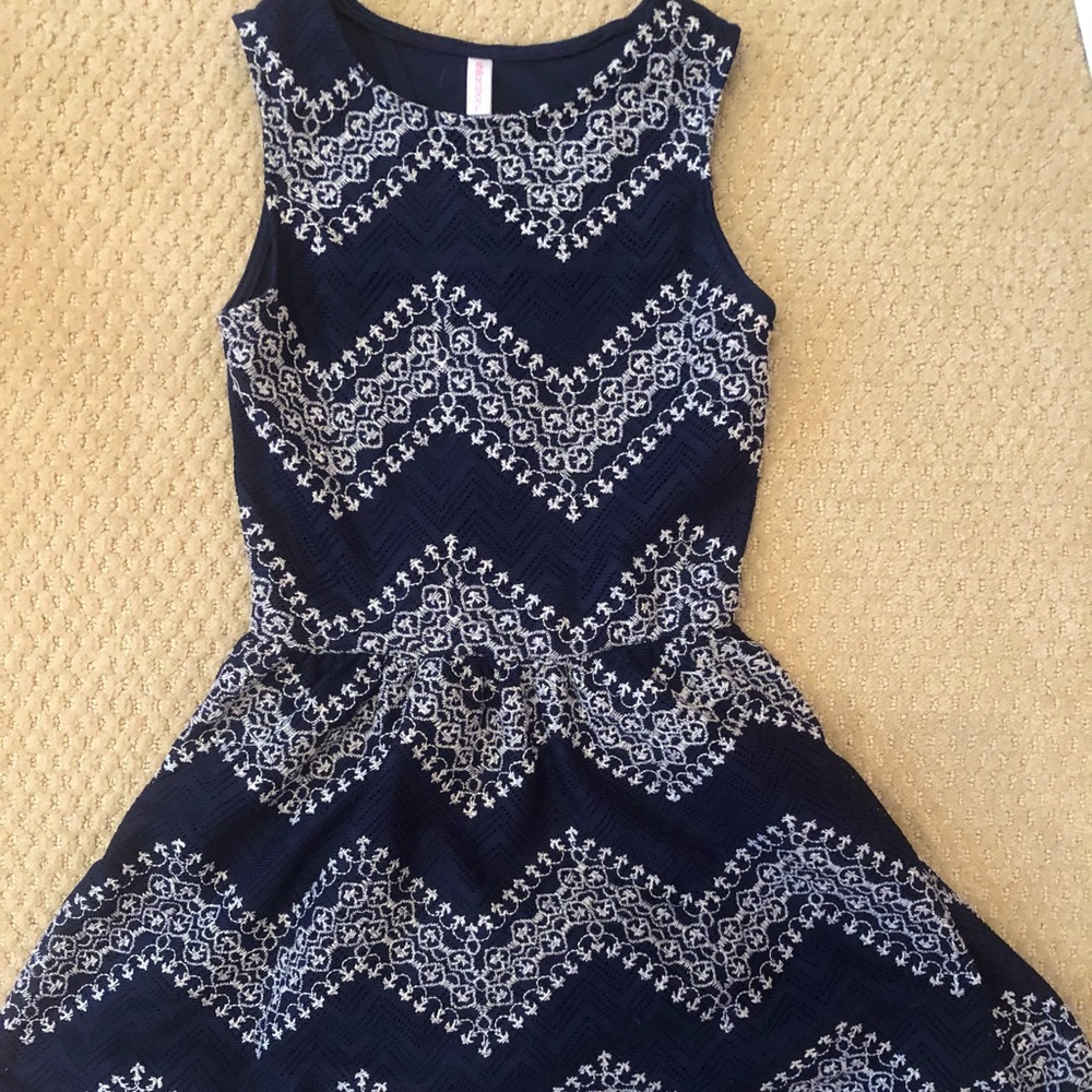Navy Blue Chevron Dress